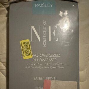 Paisley, Two Oversized Pillowcases, Sateen Print